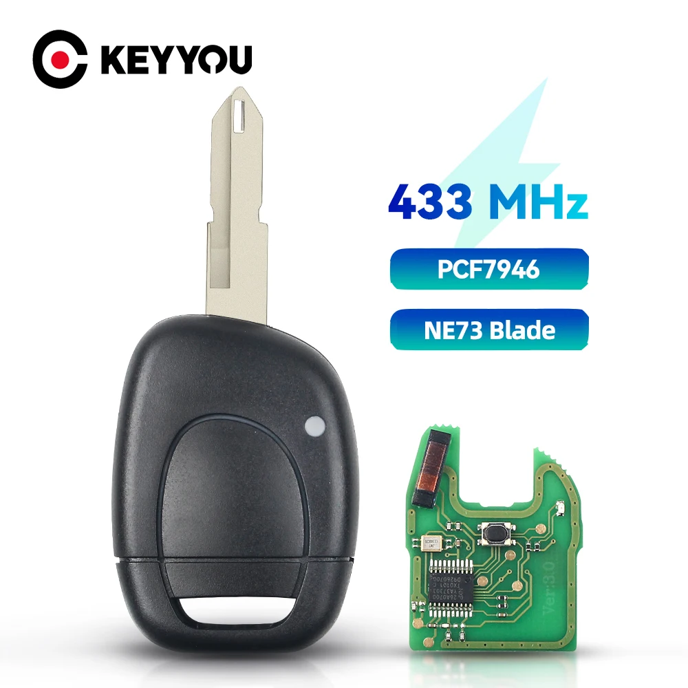 

KEYYOU 433Mhz Remote Key Fit For Renault Clio Master Twingo Kangoo NE73 Blade ID46 PCF7946 Chip
