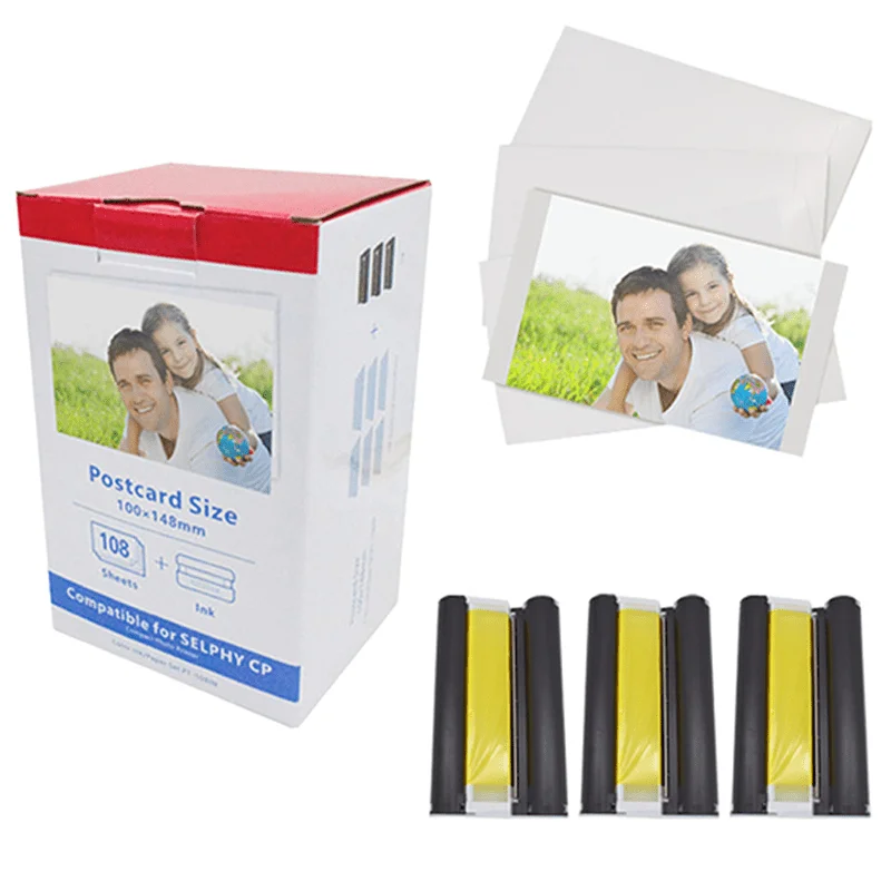 1/2/3/4-Pack Ink Cartridges & 36/72/108/144 Sheets 4x6 Photo Paper Compatible for Canon SELPHY CP1500, CP1300, CP1200, CP910,