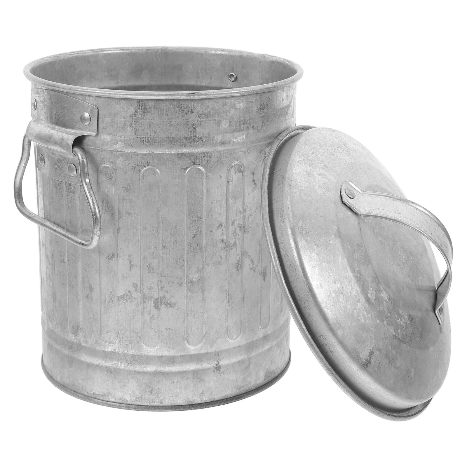 

Desktop Stationery Bucket Iron Decorative Trash Can Lid Office Garbage Bin Home Wastebasket Pen Holder Flower Vase Storage