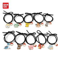 Bandai Pokemon Rubber Band Hair Ropes Cute Pikachu Pendant Hair Ring Anime Figure Elastic Hair Ties for Women Head Accessories