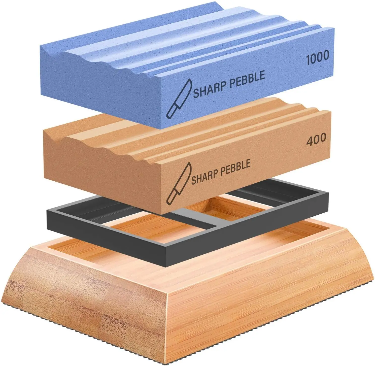 

Wood Carving Tool Sharpening Stones - 400 & 1000 Grit Whetstones with Bamboo Base for Knives & Chisels