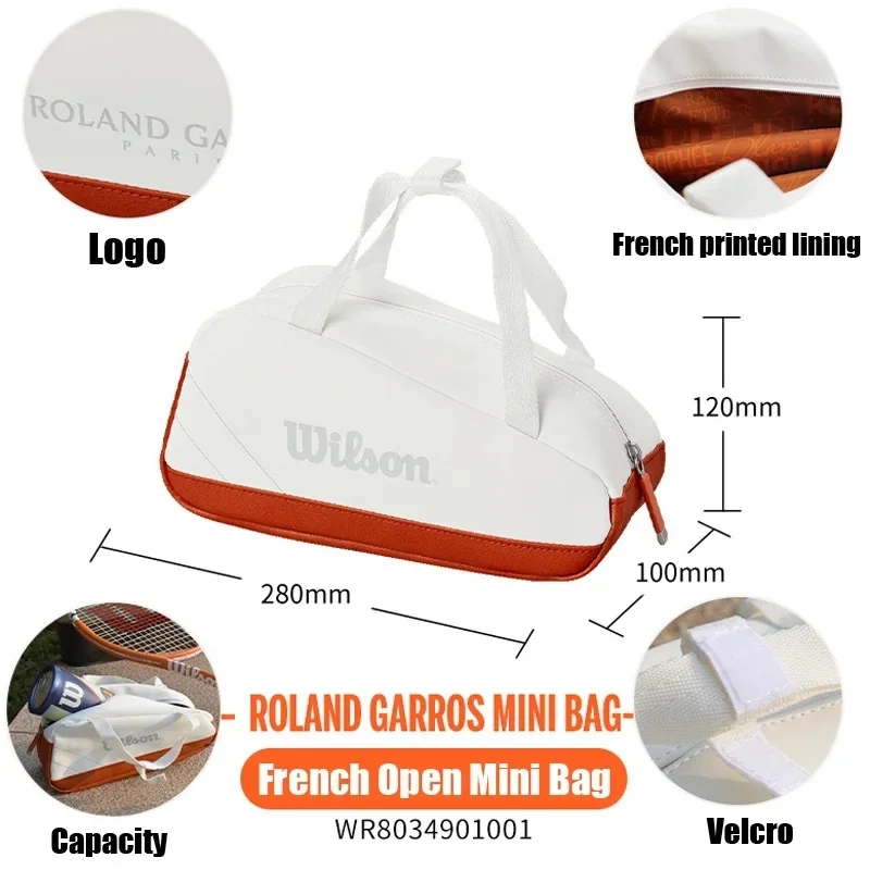 Wilson PU Couro Bolsa de Mão Pequena, Super Tour Tênis Acessórios, Roland Garros Mini Bolsa de Viagem, raquete Sports Bag, 2024