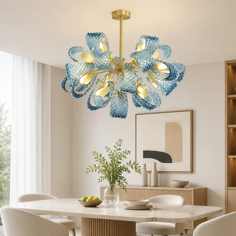Interior Design Luxury Living Room - Modern Luxury Sculptural Glass Blue Ribbon