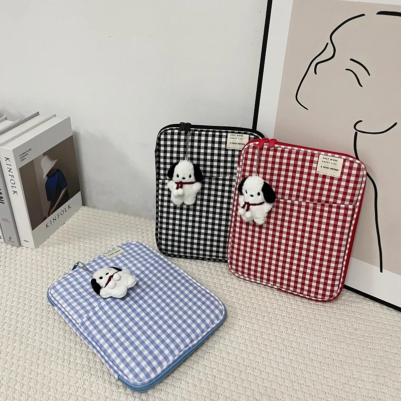 Ins Plaid Pocket Laptop Sleeves Carrying Case Women Notebook Briefcases For Macbook Air Pro 13 13.3 14 Inch Case Shockproof New