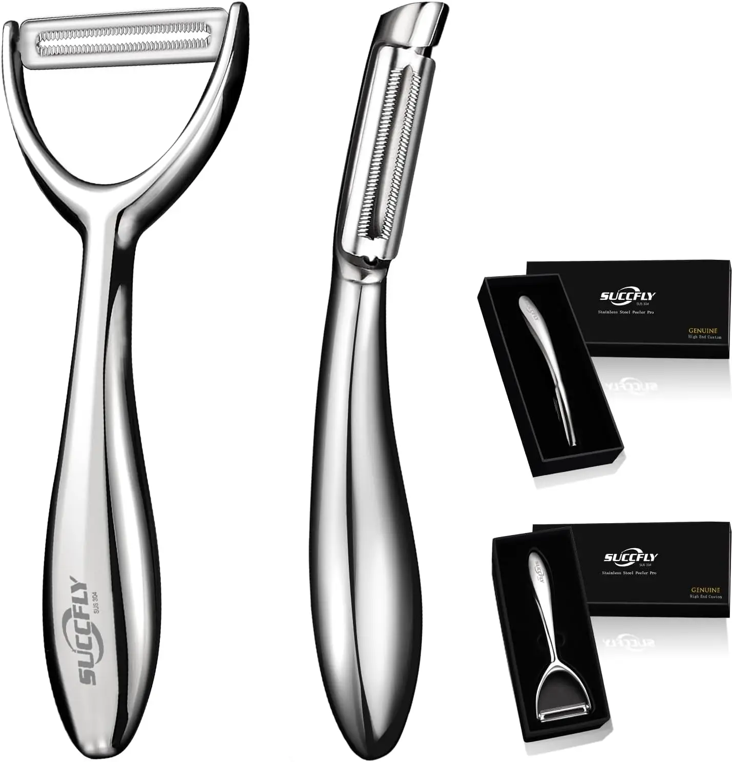 

Stainless Steel Vegetable Peeler Set, Ultra Sharp Rotary Blade for Potato Carrot Fruit Kitchen Tools with Ergonomic Handle