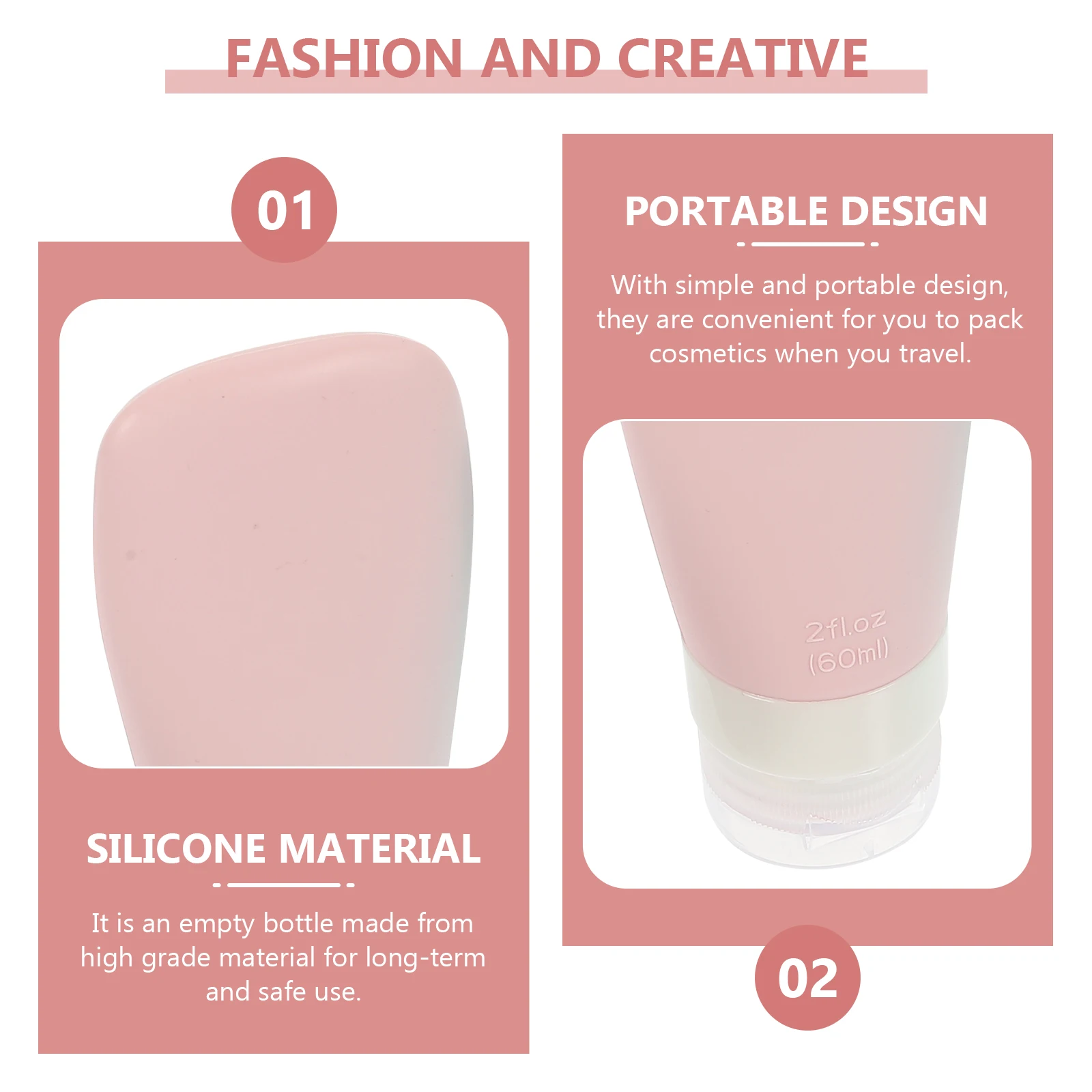 

1 Set Of Silicone Travel Bottles 50Ml Refillable Leakproof Squeezable Containers For Lotion Shampoo Shower Gel Sub