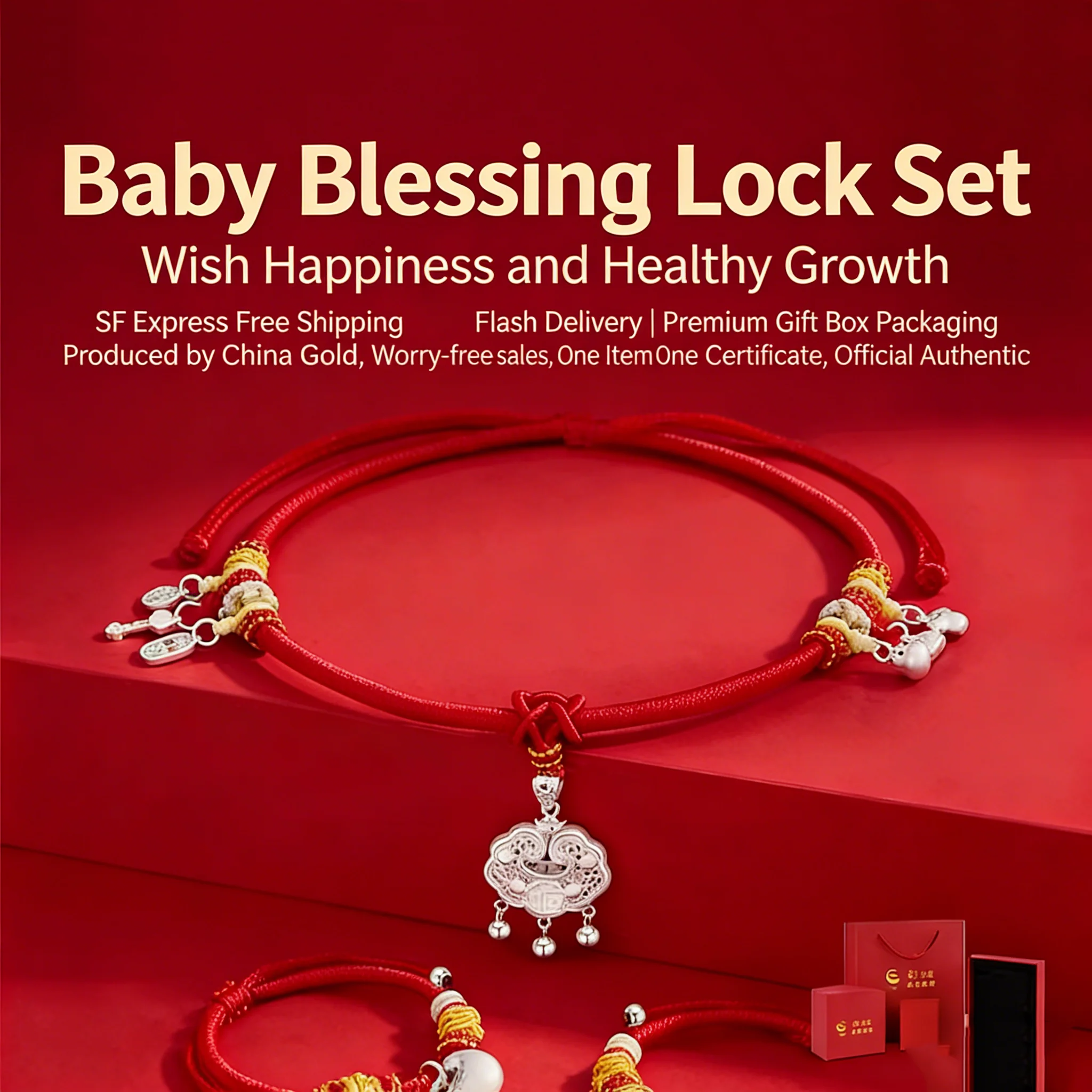

XBAITU Sterling Silver Baby Jewelry Set Evil Eye Protection Lock Pendant Choker necklaces Gift for Newborn Christening Baby