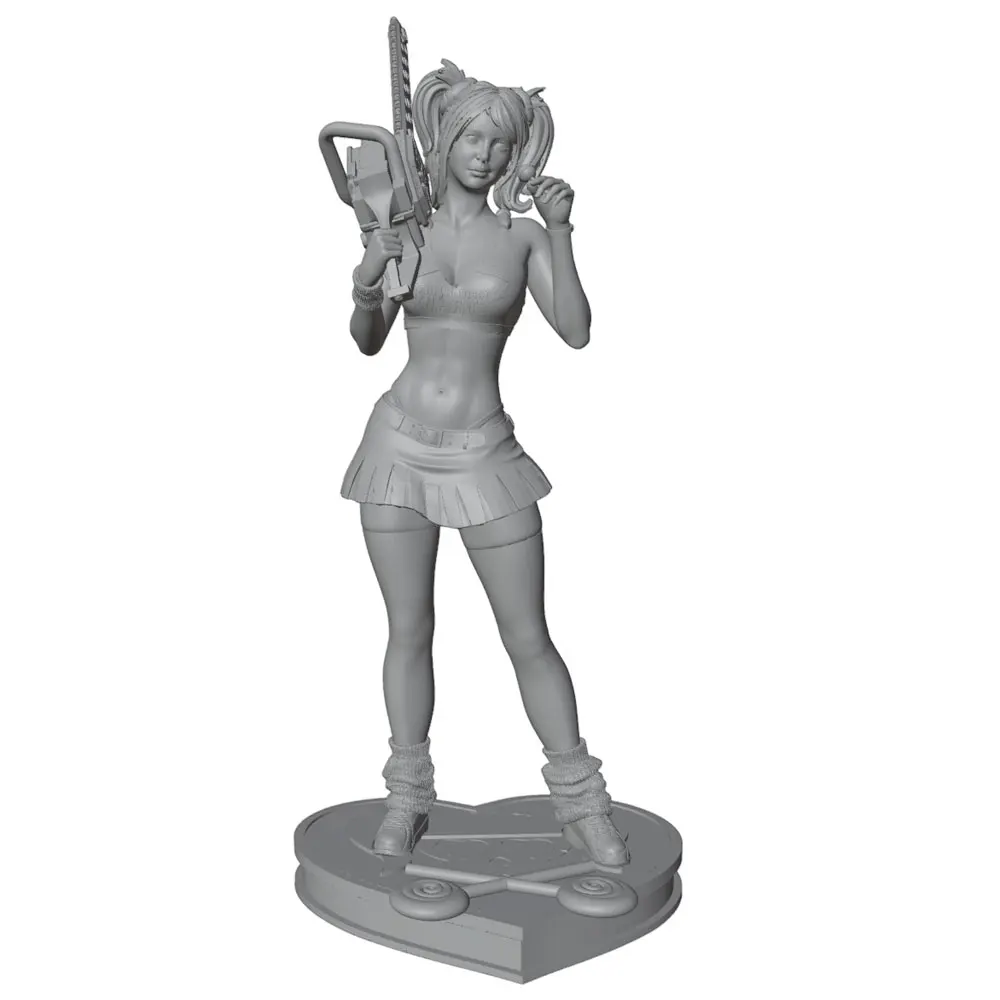 Figura resina sin pintar para juegos rol – Chica con sierra y piruleta