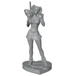 Figura resina sin pintar para juegos rol – Chica con sierra y piruleta