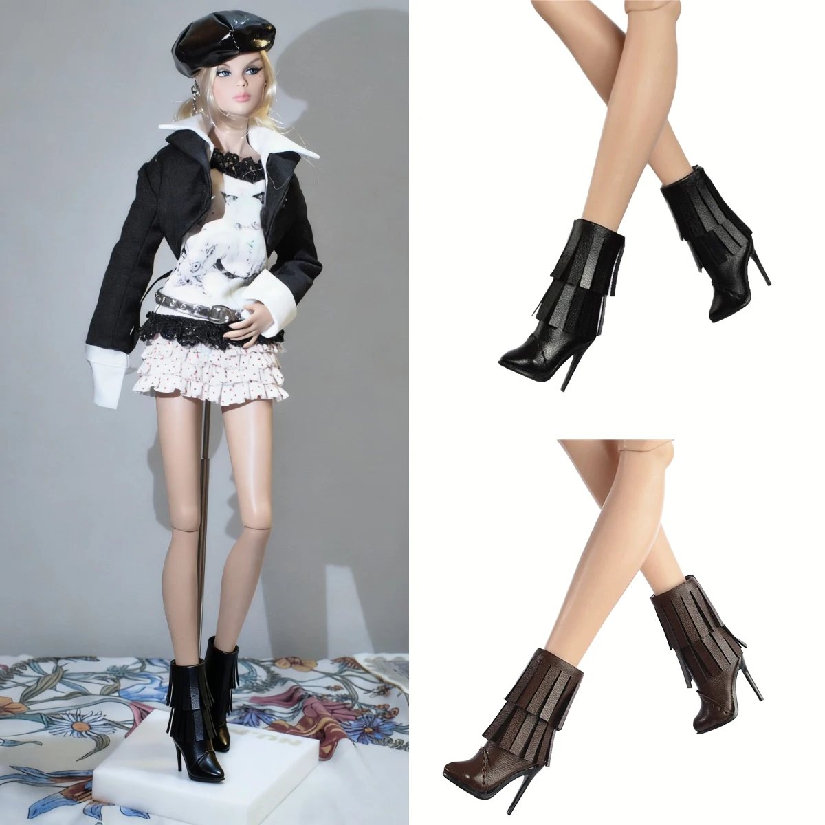 

Doll Shoes Parts 1/6 Supermodel Doll Senior Sense Tassel Boots Fashion Versatile Short Boots For FR2 Babi Nu.face3.0 Kissmela