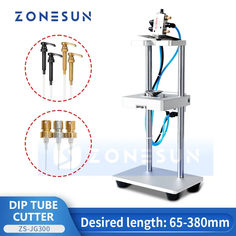 

ZONESUN Pneumatic Semi Automatic Dip Tube Cutting Machine Pneumatic Perfume Hose Cutter for Spray Pump ZS-JG300