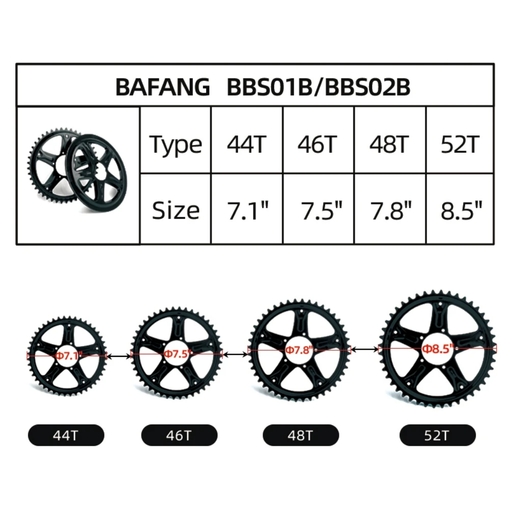 GUSTAVO Electric bicycle Chainwheel Sprocket Chain ring Protection For Bafang BBS01 BBS02 MidDrive Motor 44T 46T 48T