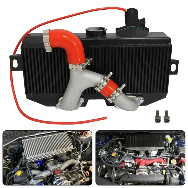 

Blue/Red/Black Intercooler Kit Top Mount Y Pipe For Subaru 02-07 WRX STI EJ20 EJ25 GD GG w/BOV