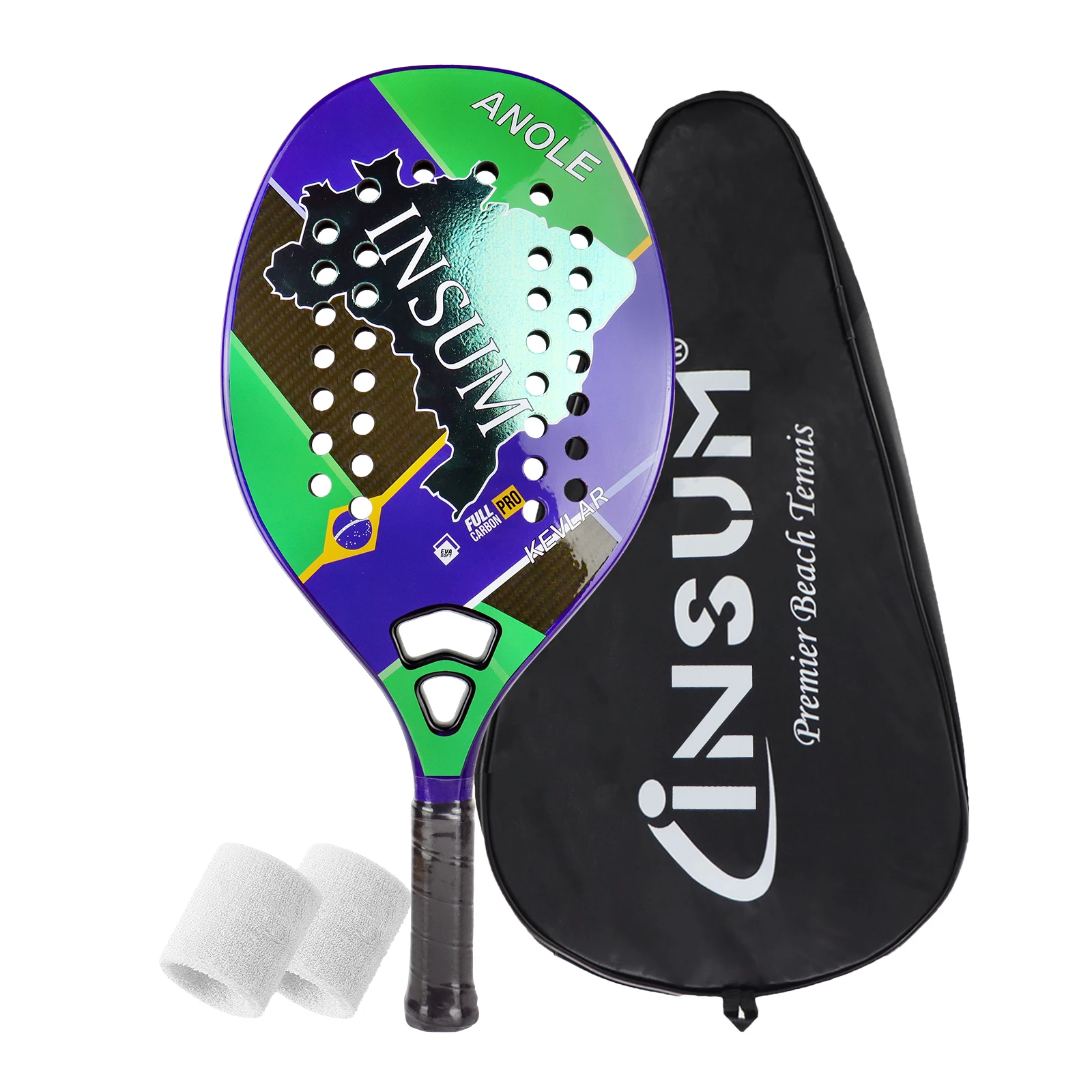 

Beginner Beach Tennis Racket Kevlar Carbon Fiber Interlayer EVA Foam Opening Hole in Utensil Outdoor Sports Racquet With Cover
