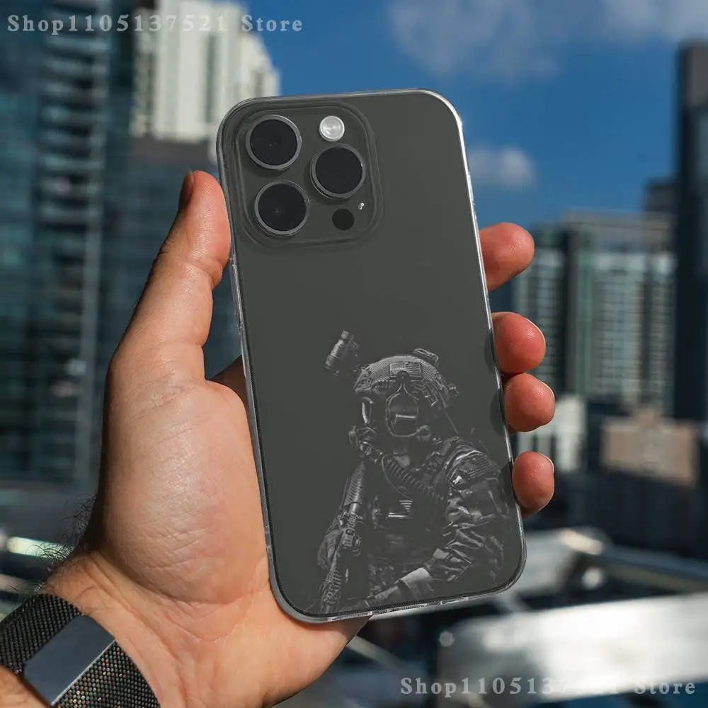 Casing Ponsel Pasukan Khusus Angkatan Darat Untuk iPhone 17,16,15,14,13,12,11 Pro,Max,Plus,X,XS,XR,SE4,E Mini Transparan Lembut