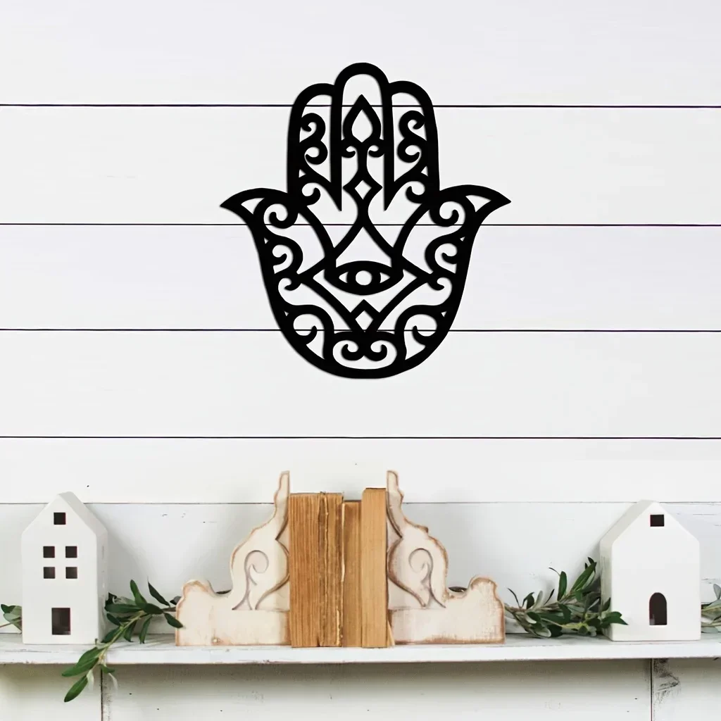 1pc Wall Art Decorations, Hamsa Hand Theme Decor Indoor Livingroom Black Classic Room Decor Wall decoration