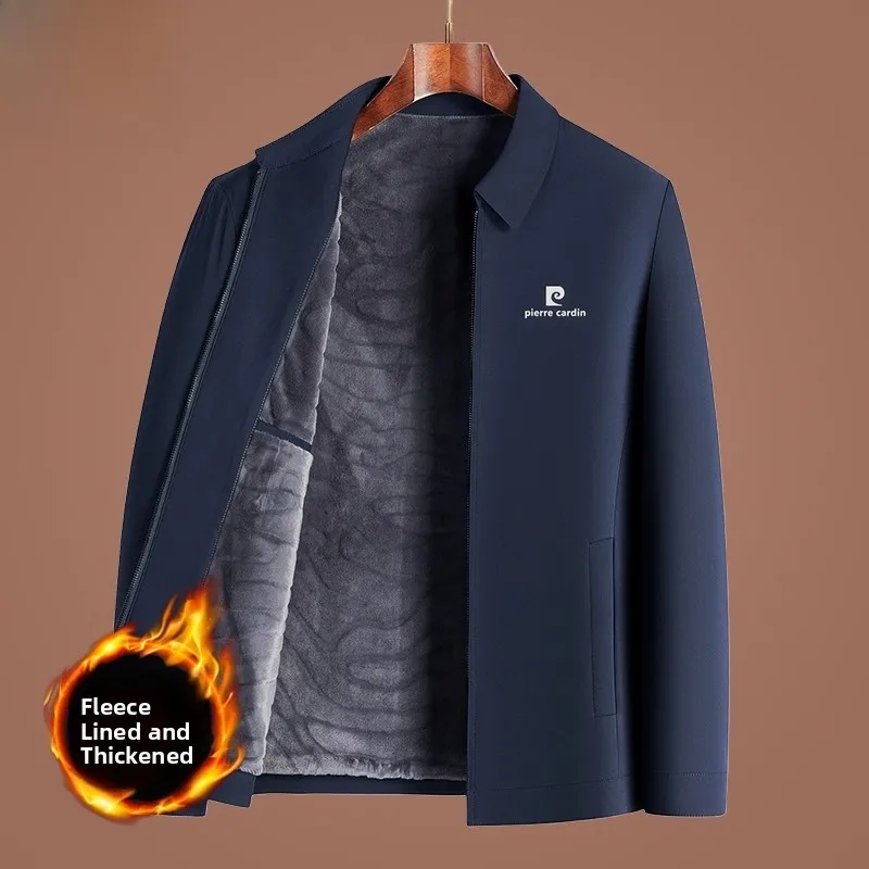 

Pierre Cardin Men's Casual Thiened Fce Lined Warm Jaet Autumn Winter Busin Adstration Outerwear Dad Clothes