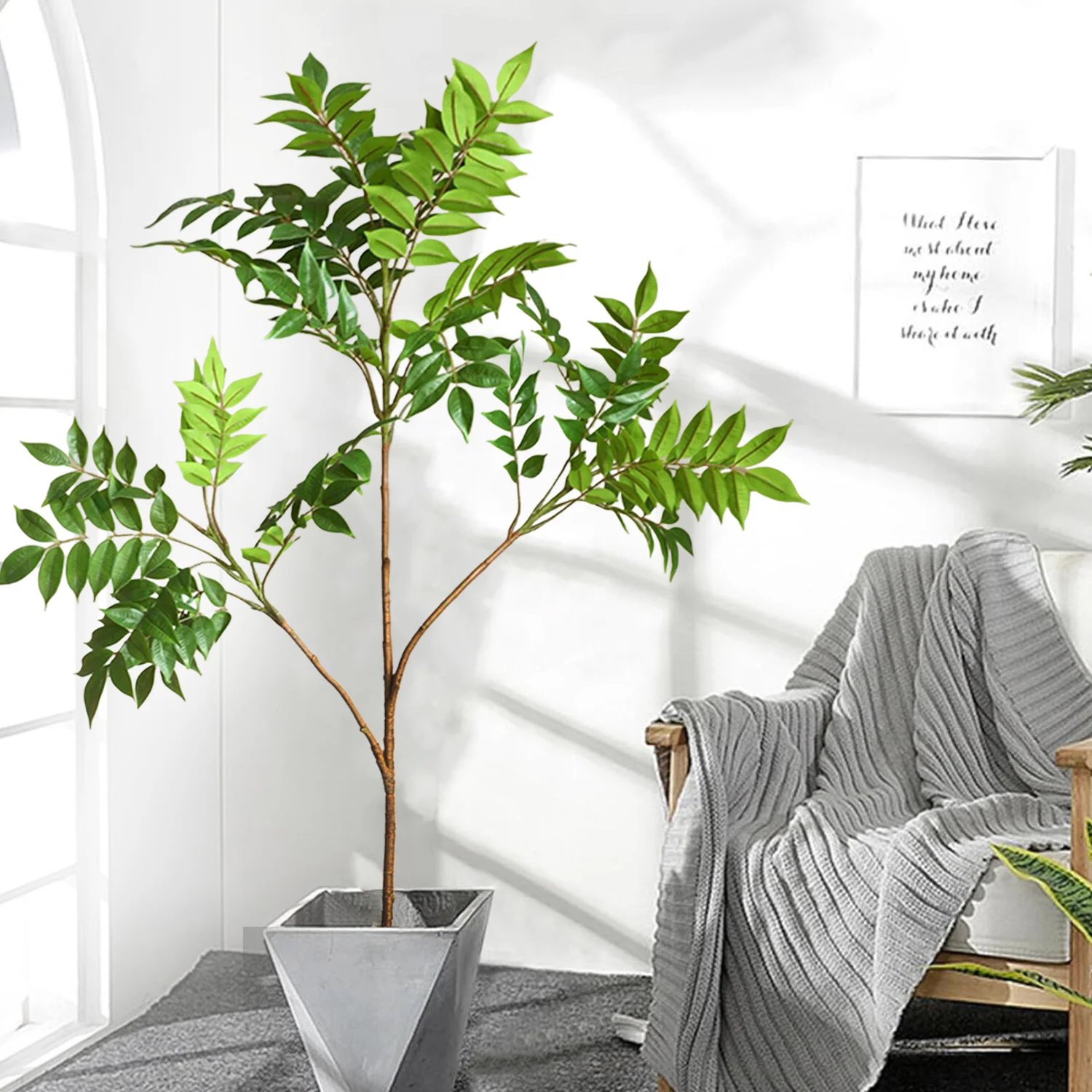 77–135 cm (53,1 Zoll) künstliche Geigenblätter, Ficus-Feigenpflanze für den Außenbereich, Hof, Garten, Balkon, Innenbereich, Heim- und Bürodekoration – Detail 21