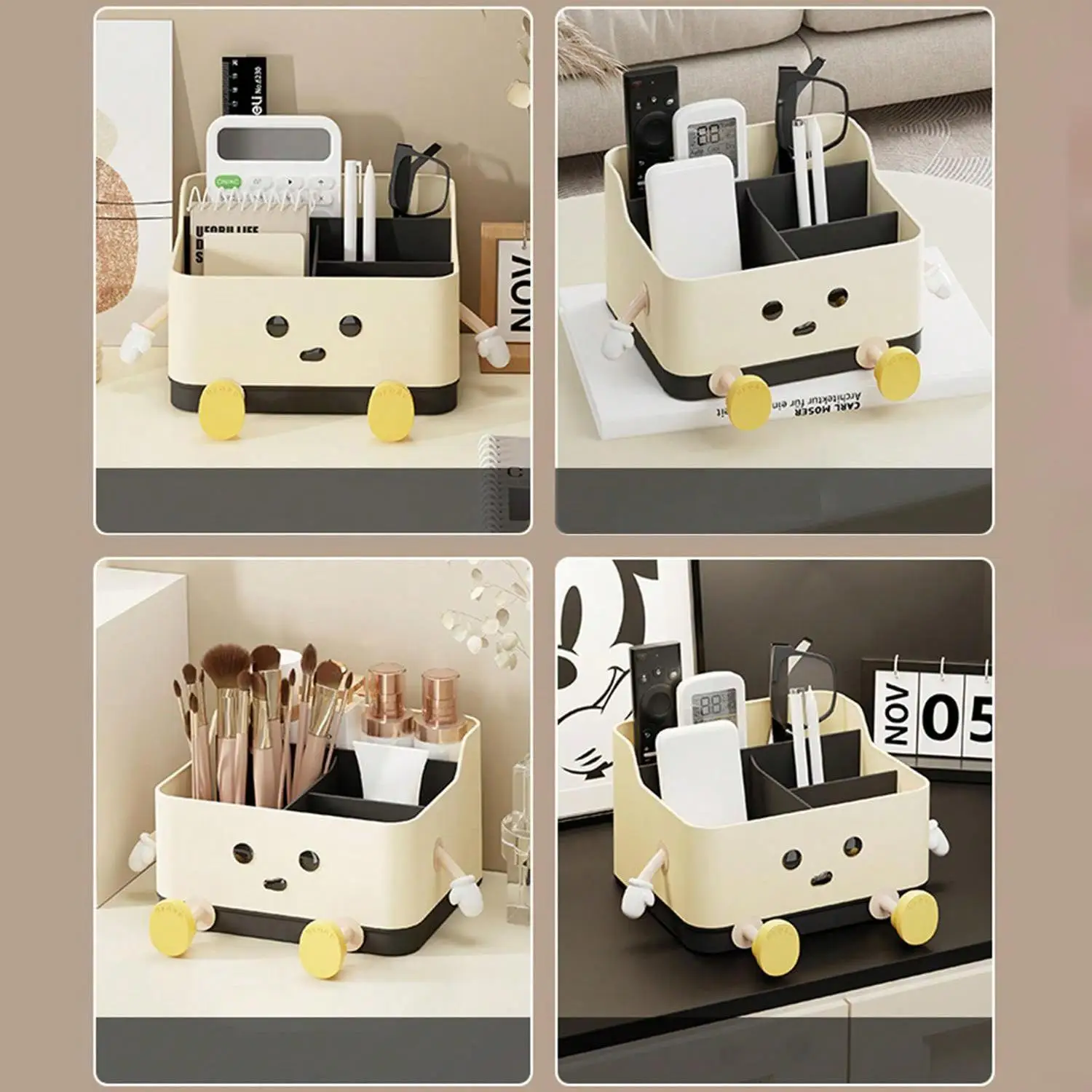 1pc multifunctional desktop storage box, cosmetic organisation shelf countertop storage and display box(with sticker) 썸네일 4