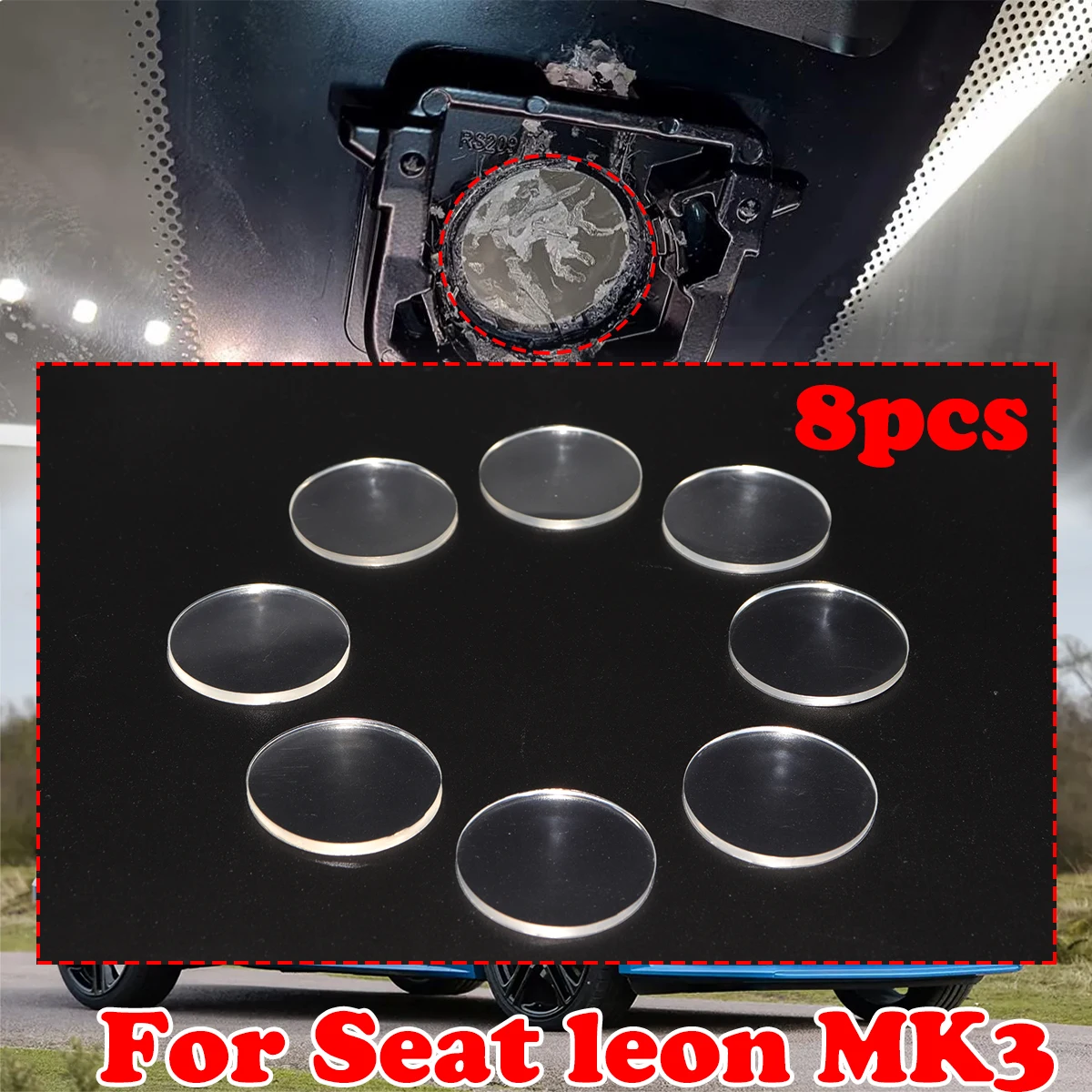

8PC Rain Light Sensor Gel Pad for Seat leon MK3 Ateca Altea Adhesive Film Silicone Cushion Windscreen Chip Multi-Purpose Tape