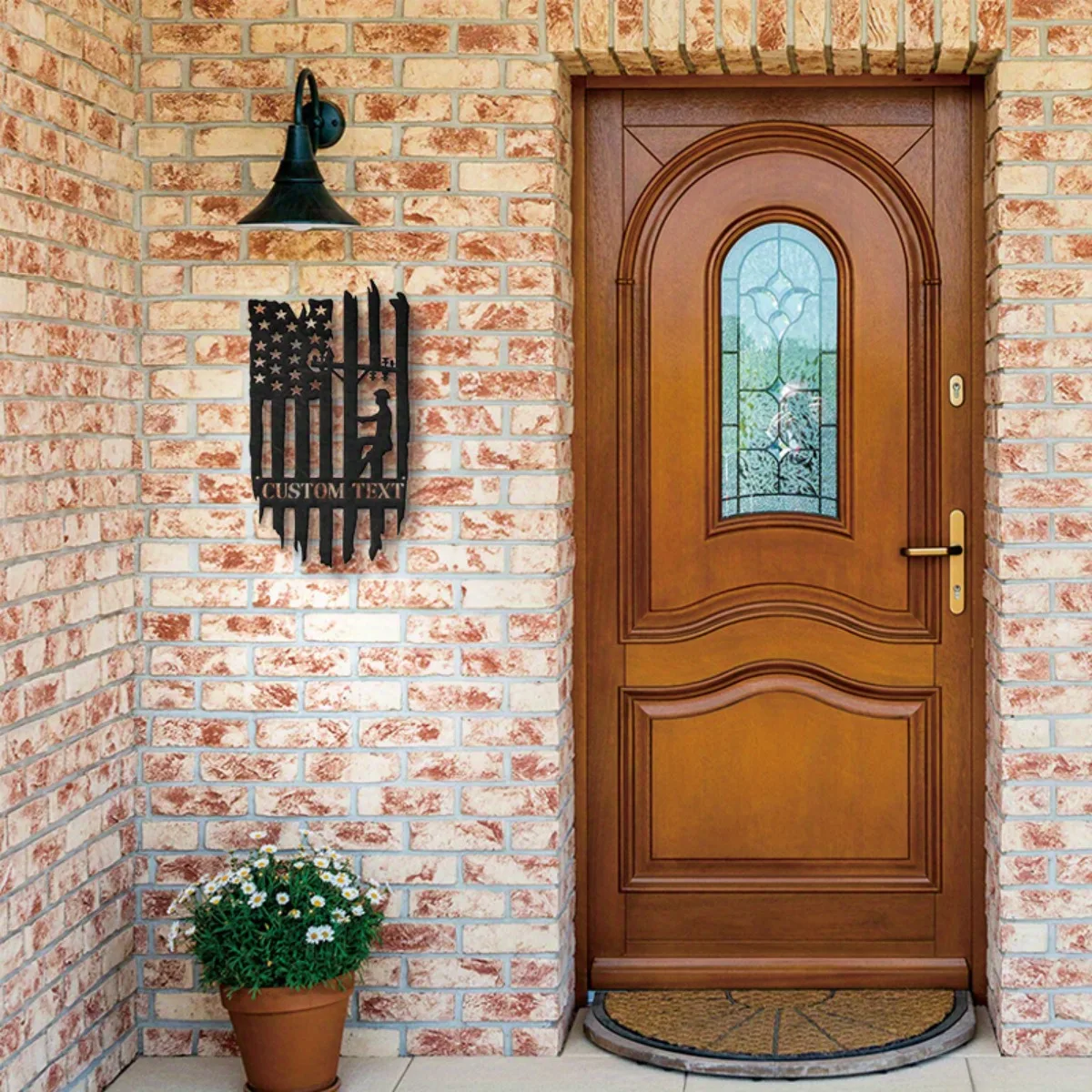 Custom Lineman USA Flag Metal Sign - Versatile Home/Office/Bar/Garage Wall Decor, Personalized Patriotic Design.