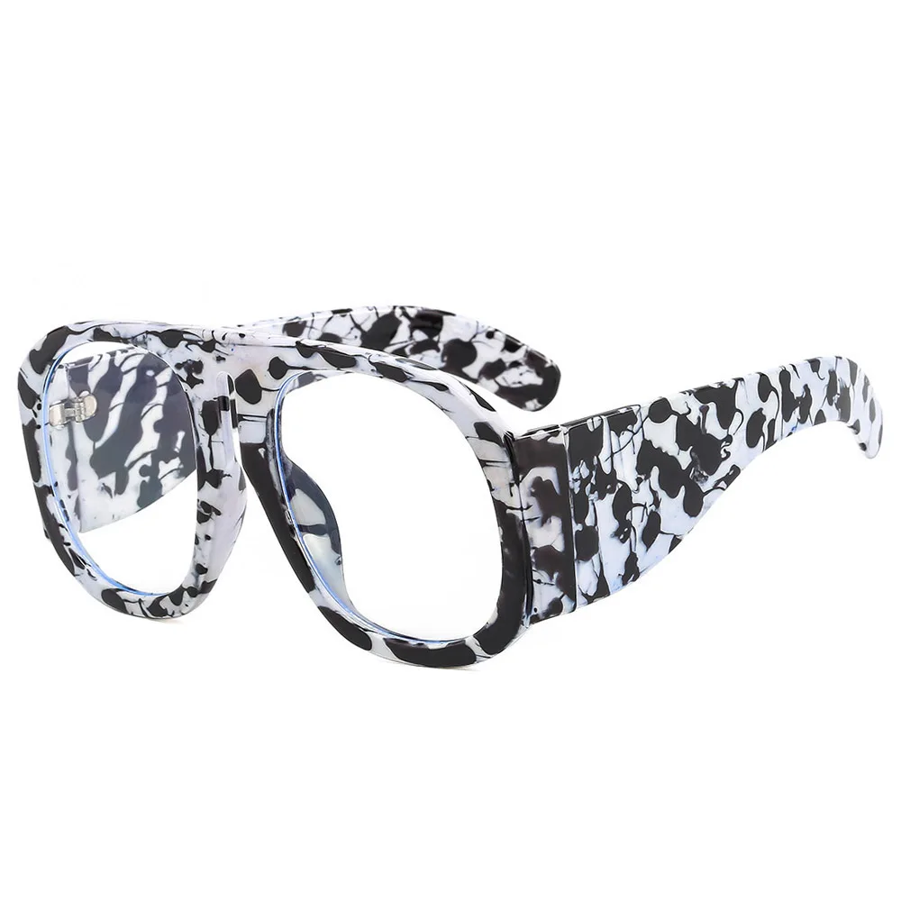Oval 2022 Trendy Stripe Oversized Round Vintage Glasses 2022 Big Frame Marble Prescription Eyeglasses Frames For Women image 2