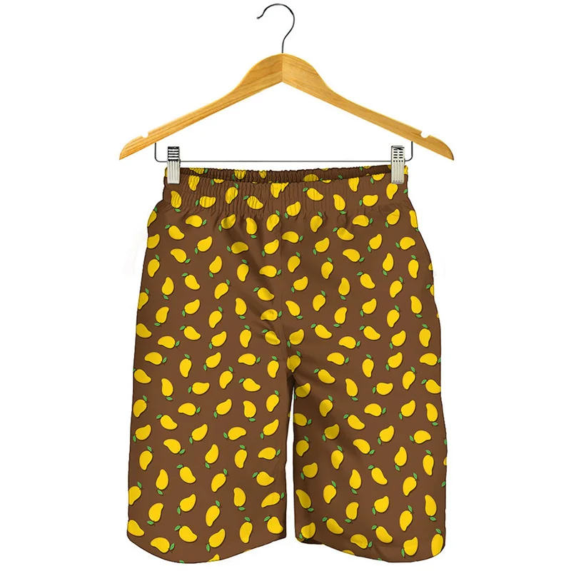 Cute Mango Pattern Beach Shorts Men Women 3D Printed Fruits Short Pants Summer Street Short Pants Swim Trunks Surf Board Shorts