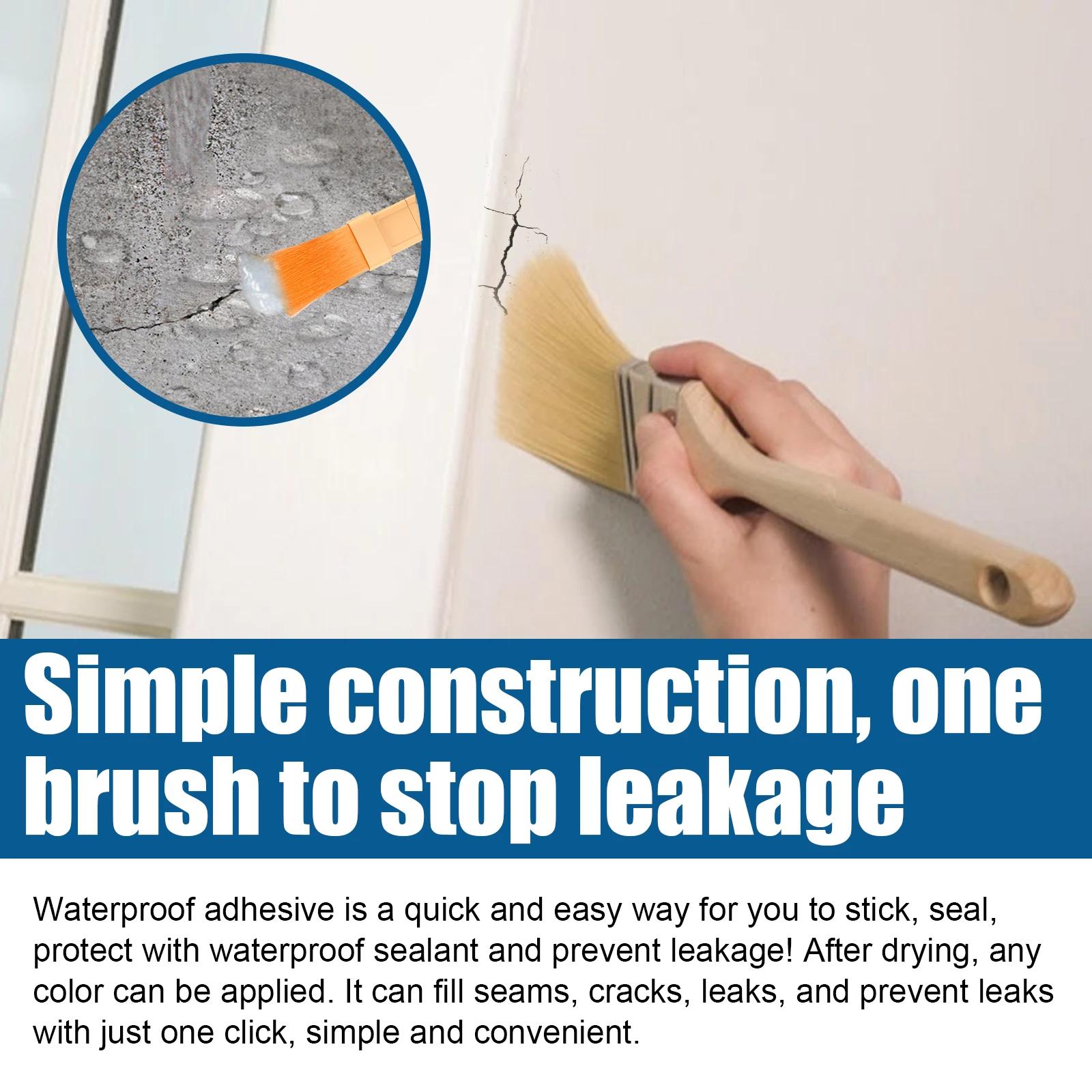 Transparent Waterproof Coating Glue Leak Repair Sealant for Bathroom Balcony Roof Tiles Fast Drying Flexible Clear Paint 100g
