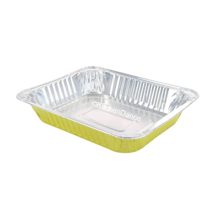 

Disposable Colored Aluminum Foil Half Size Steam Table Pans - Rectangular Baking Pan for Hotels and Restaurants (25, Gold)