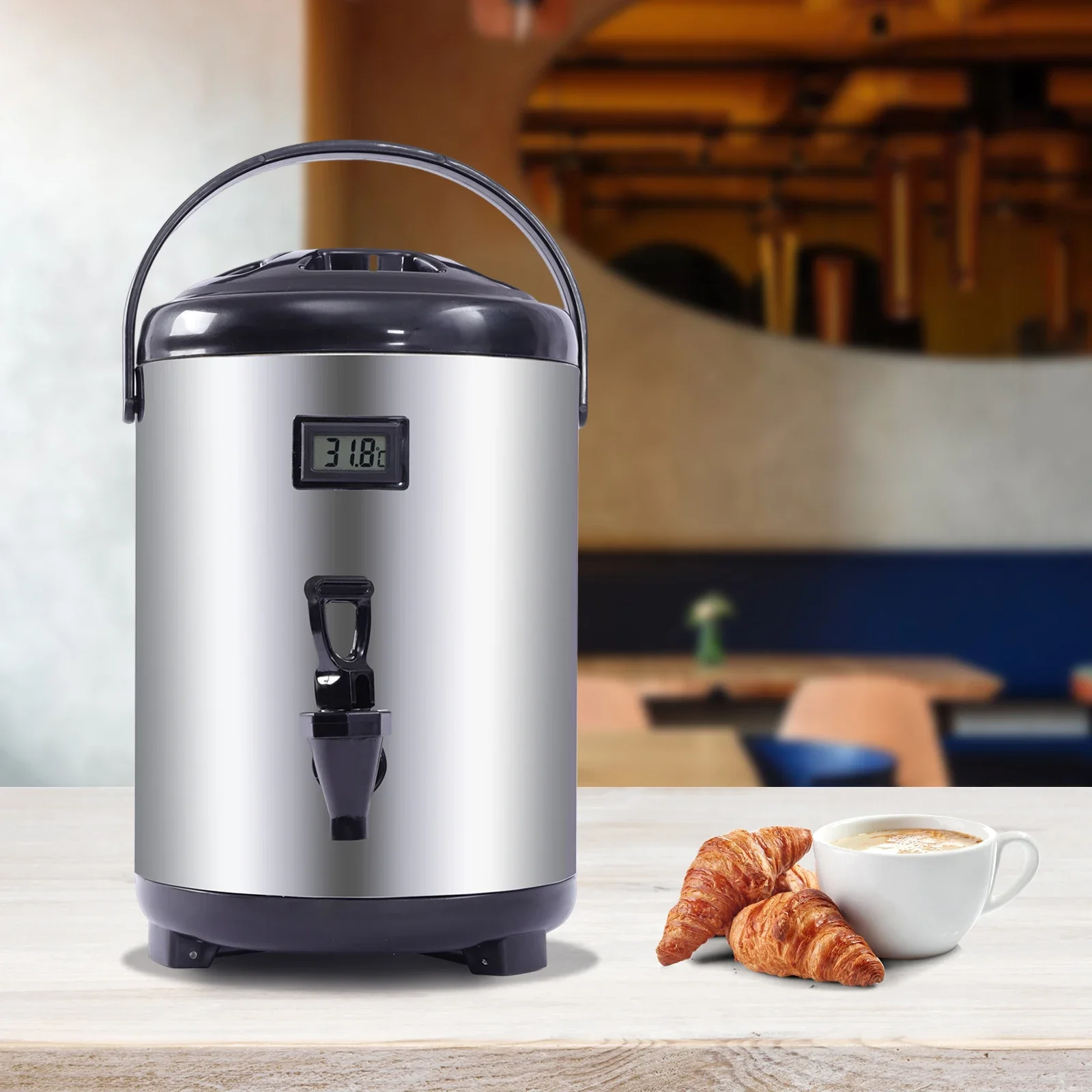 

Stainless Steel Insulated Beverage Dispenser 8L - Double Wall Vacuum Insulated Drink Dispenser with Spigot for Hot & Cold Drinks