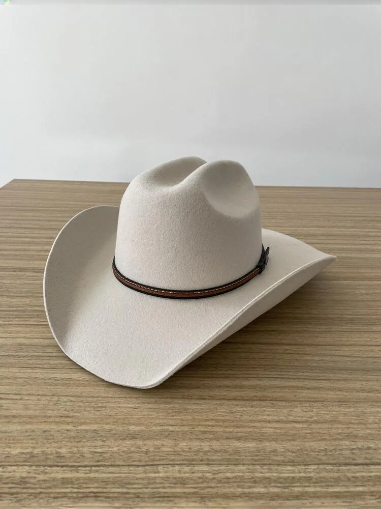 الأبيض 100% قبعة صوف المرأة والرجال في الهواء الطلق فيدورا الجاز ركوب الخيل الحصان موضة قبعات رعاة البقر الغربية حزام الملحقات