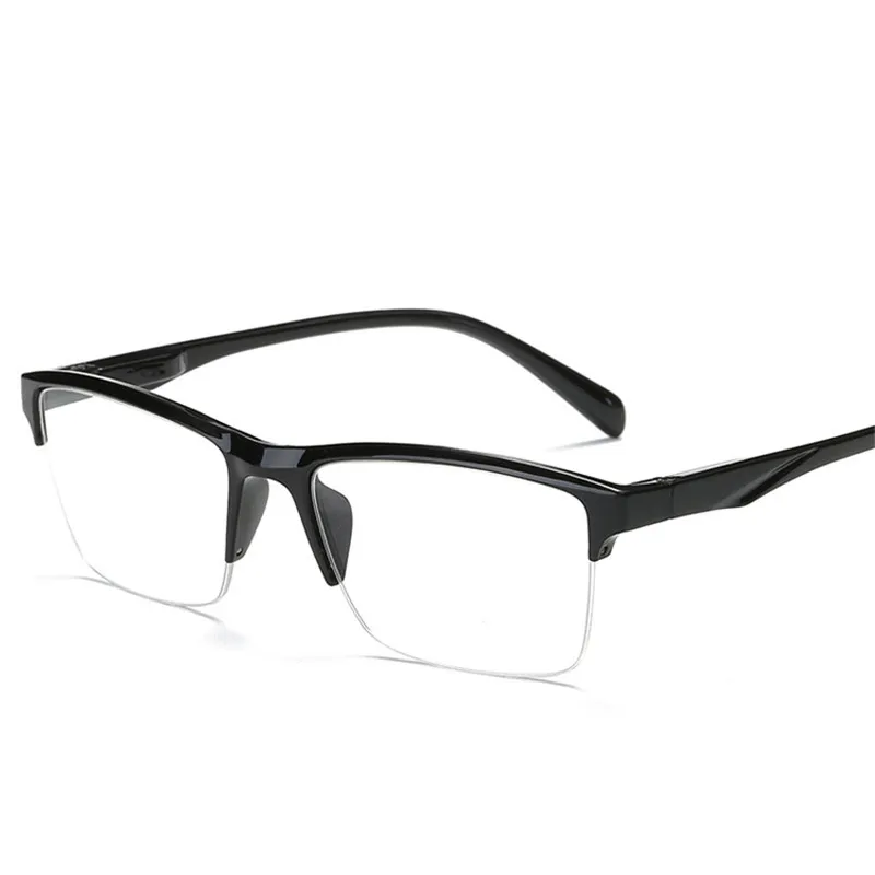 Nuevas gafas de lectura de medio marco para hombres y mujeres, gafas para presbicia ultraligeras, gafas cuadradas negras, gafas de visión de lejos + 75 a + 400