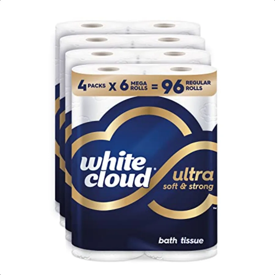 

Ultra Soft Strong Toilet Paper 4 packs of 6 Mega Rolls = 96 Regular Rolls