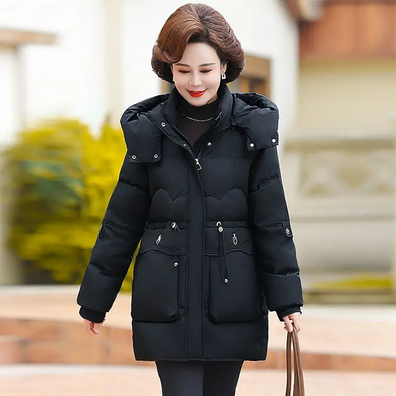 2025 Winter New Women's Down Jacket Loose Commuting Windproof Hooded White Duck Down Slim Fit Jacket