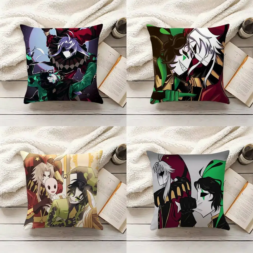 P-Pierrot and H-Harlequin Various Sizes Square Pillow Case For Car Home Bedchamber Decor