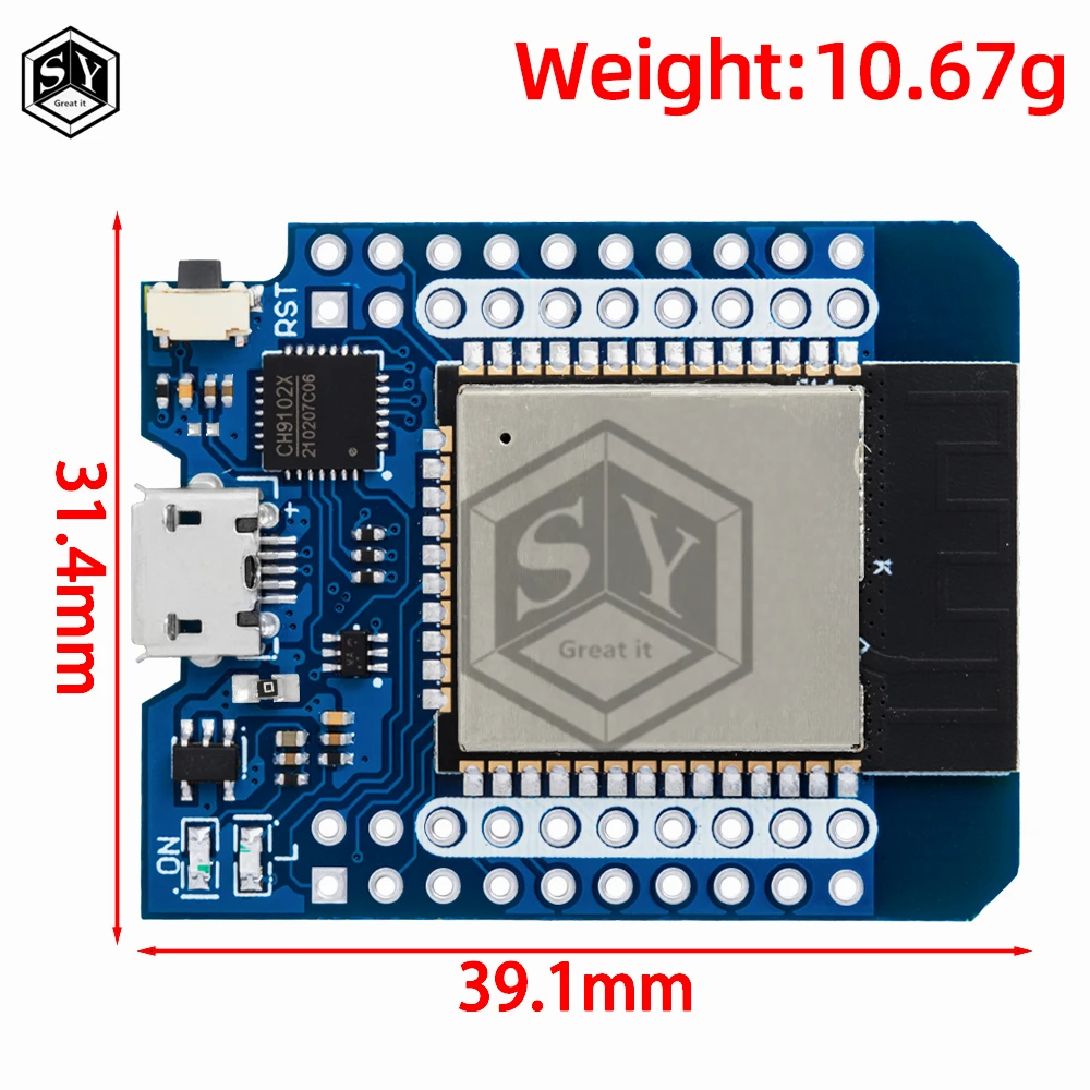Wemos D1 MINI Development Module (With Pins) – ESP8266/ESP32 WiFi+Bluetooth (CP2104/ch9102) for Arduino