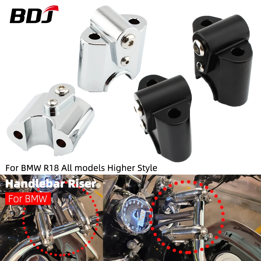 BDJ R18 Chrome Handlebar Riser Aluminum Bar Mount Handle Clamp Lift Clamp Adapters Motorcycle Accessories For BMW R18