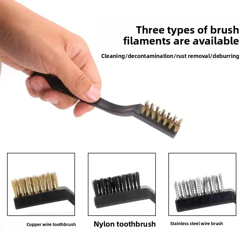 

3 pcs Mini Wire Brush Set Steel Brass Nylon Cleaning Polishing Detail Metal Rust Brush
