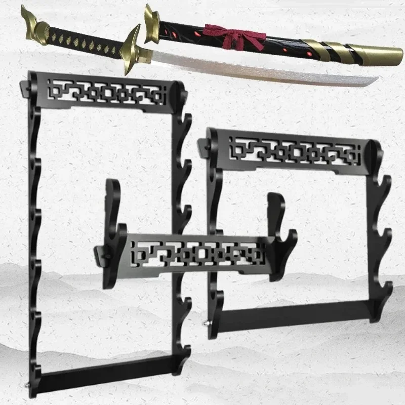 8-Layer Wall Katana Shelf Wooden Sword Holder Japanese Katana Display Rack Sabre Stand Samurai Sword Storage Rack Home Organizer