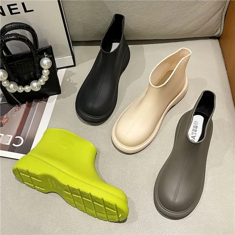 Rainy Season Womens Water Shoes Fashion Rain Boots for Women Comfortable Wear-resistant Non-slip Rain Boots Botines Para Mujeres