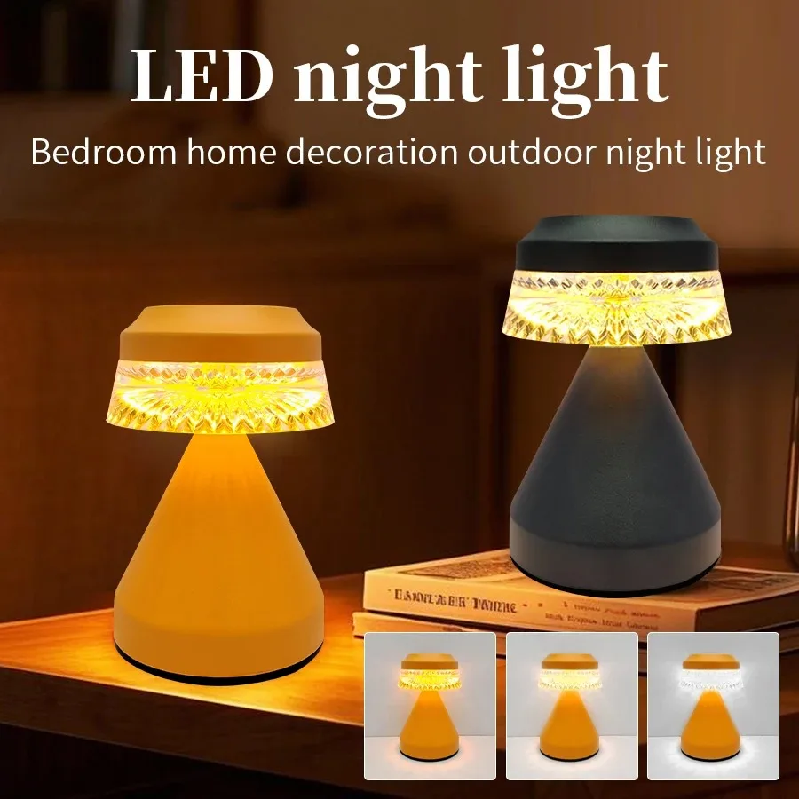 

New LED Table Lamp Rechargeable Mushroom Desk Lamp 3 Color Dimming Touch Atmosphere Night Light for Bedroom Living Room Decor