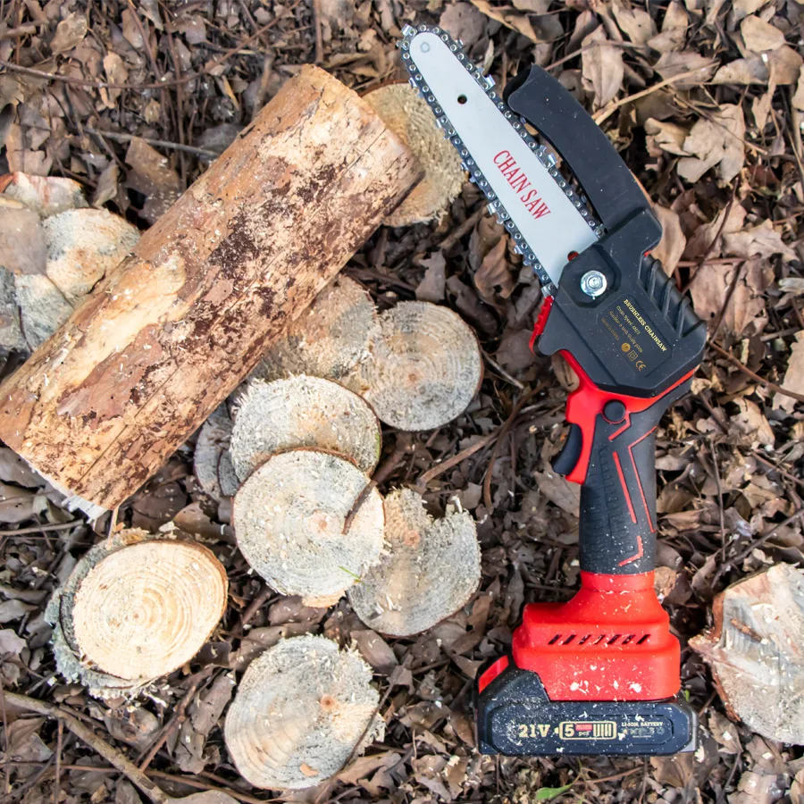 6" Mini Brushless Electric Chain Saw 4" Battery Cordless Chainsaw Garden Fruit Tree Pruning Saws Portable Wood Cutting Tools