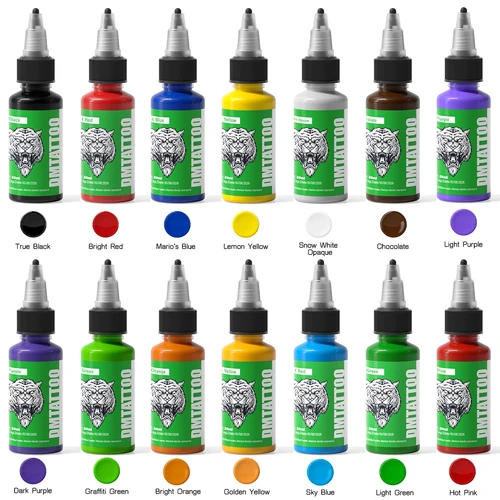 Juego de tinta de tatuaje profesional, pigmento Natural para arte corporal, 30ml, 14 colores