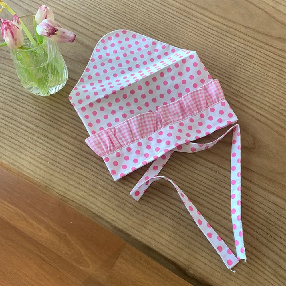 

Headwear Y2K Clever Cook Hair Scarf Bow Hair Clip Soft Pink Polka Dot Hair Band Sweet Cosplay Checkered Lace Bandana Streetwear