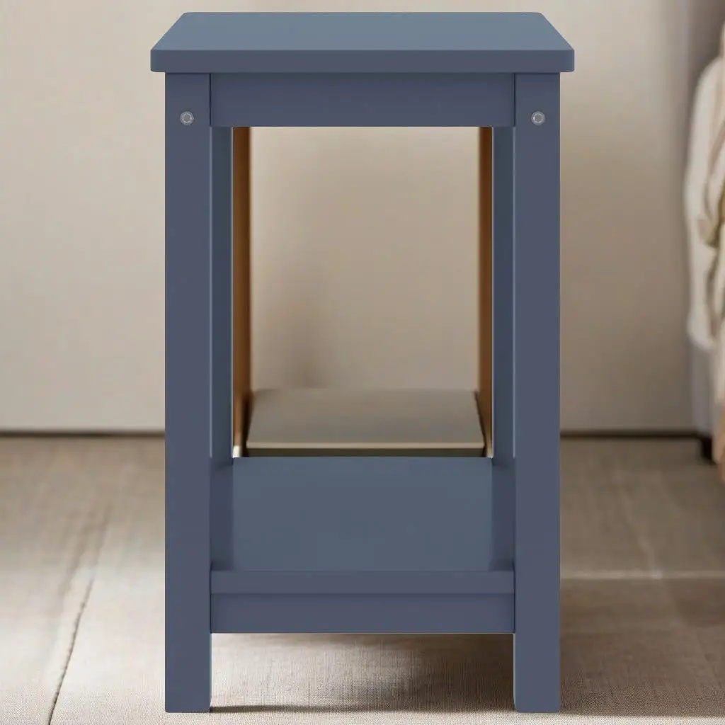 Light Grey Bedside Cabinet - 35x30x47 cm Solid Pinewood Storage for Bedroom