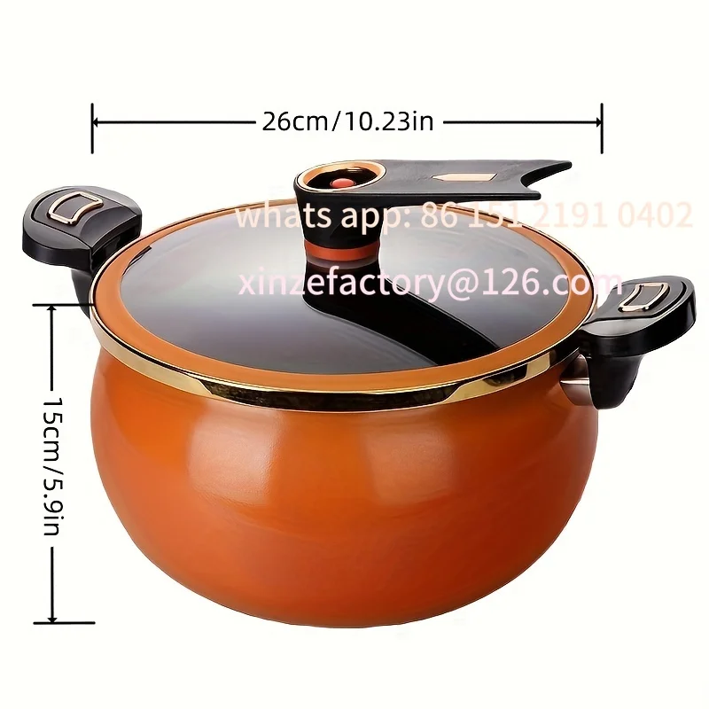 

Customizable 1 Piece Chubby Micro-Pressure Pot Household 7L Large Capacity 26cm Stew Pot Multi-Functional Non-Stick Pot Inductio