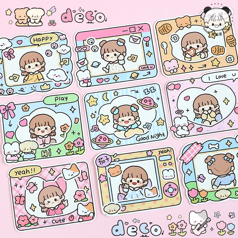 MINKYS 2pcs/pack Kawaii Frame Sticker Kpop Photocards Basic Dialog Sticker DIY Scrapbook Stickers Confetti Stationery