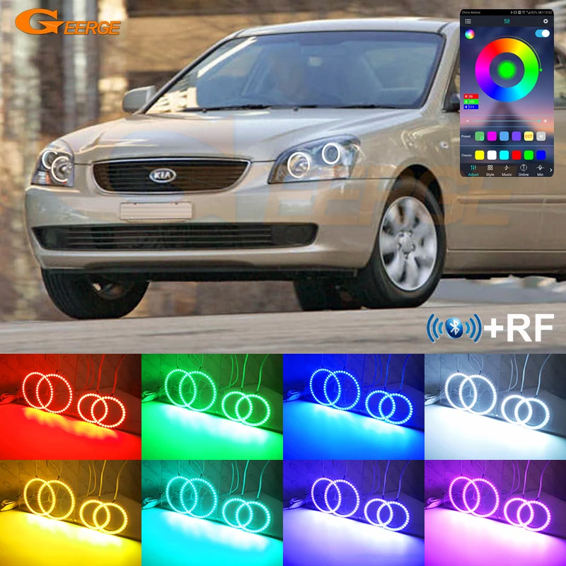

Для Kia Magentis Lotze Optima MG 2005 2006 2007 2008, дневной свет Bluetooth APP, многоцветный RGB светодиодный комплект с ангельскими глазами, кольца Halo