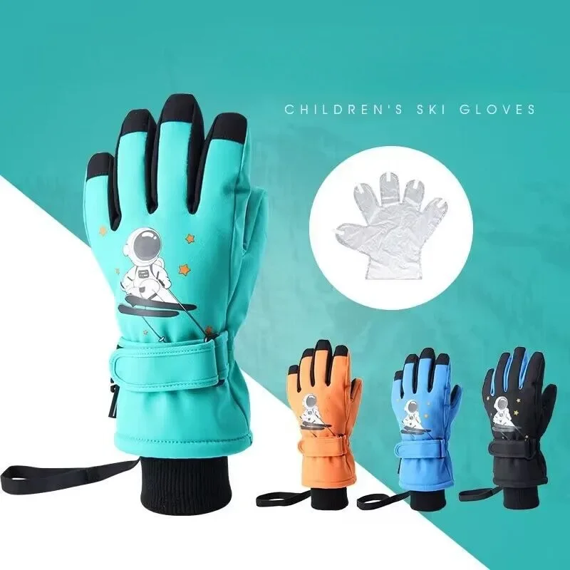 New Five Finger Ski Gloves Wool Thickening Waterproof Warm High Quality Kids Skiing Gloves Winter Snowboard Snow Children Glove