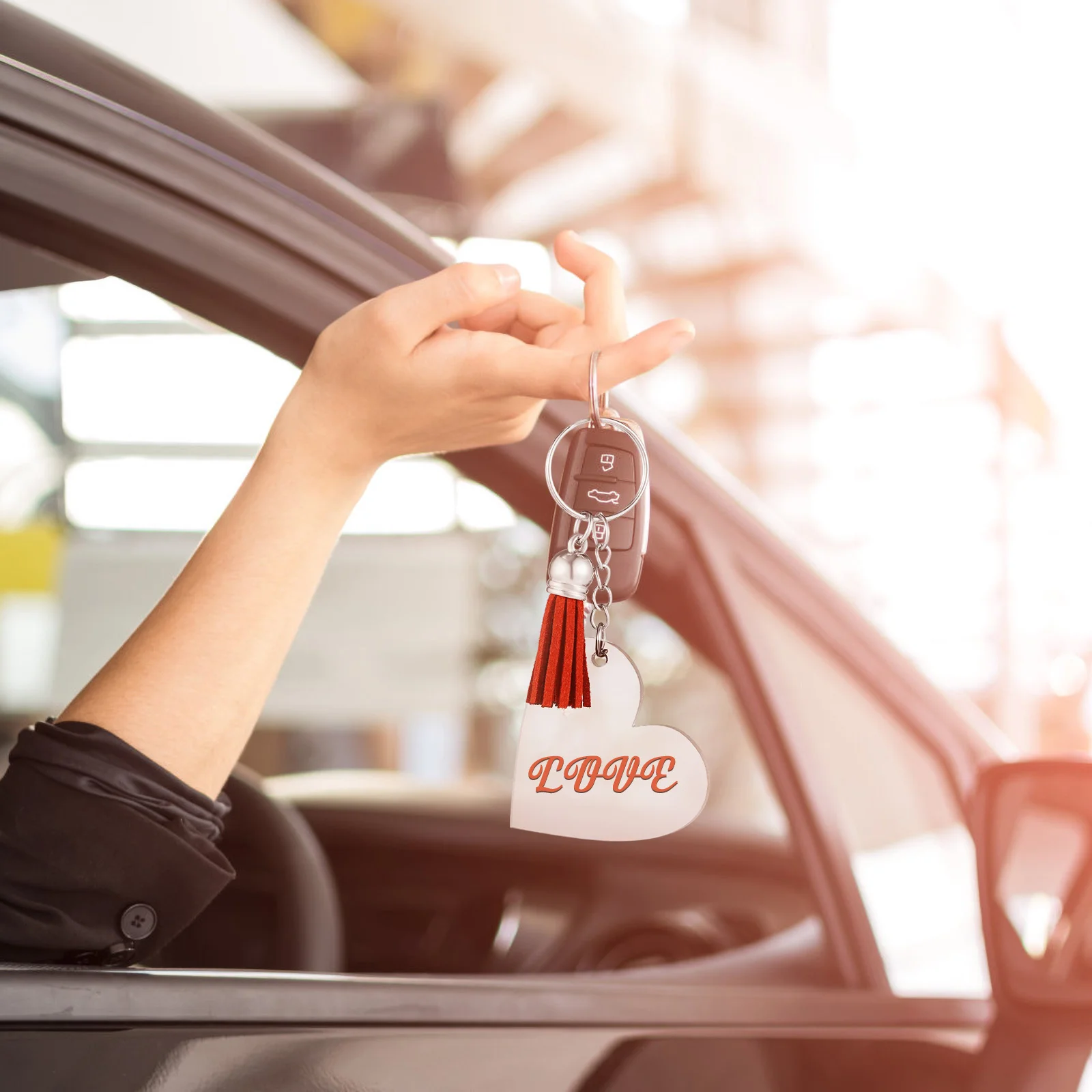 

1Set Tassel Keychain Blanks Acrylic Clear Keyring Blanks Round Heart Shape DIY Craft Accessories Jump Rings Ribbon Personalized